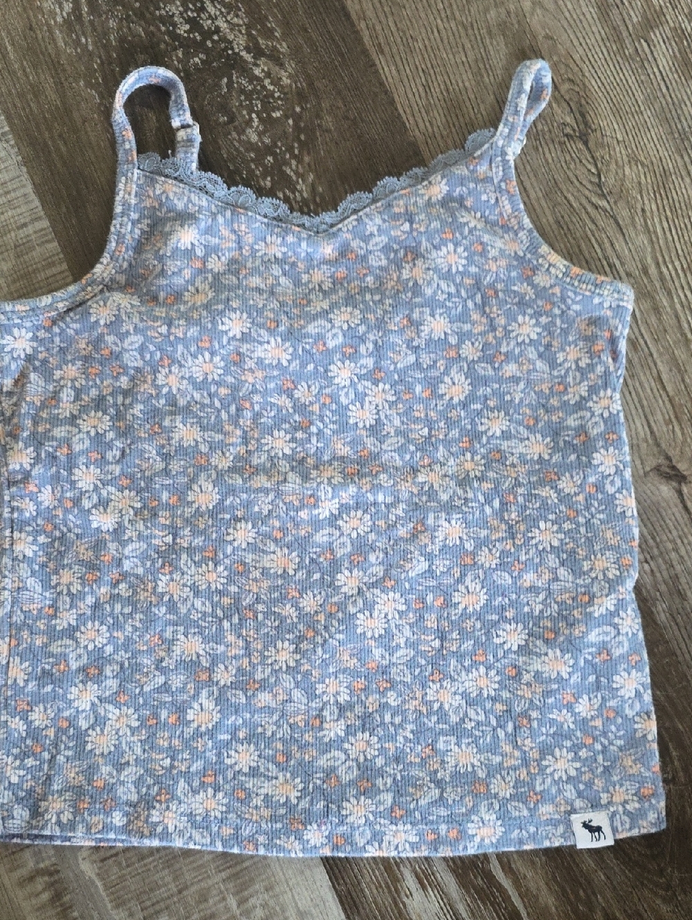 abercrombie kids Blue Floral Ribbed Tank Top